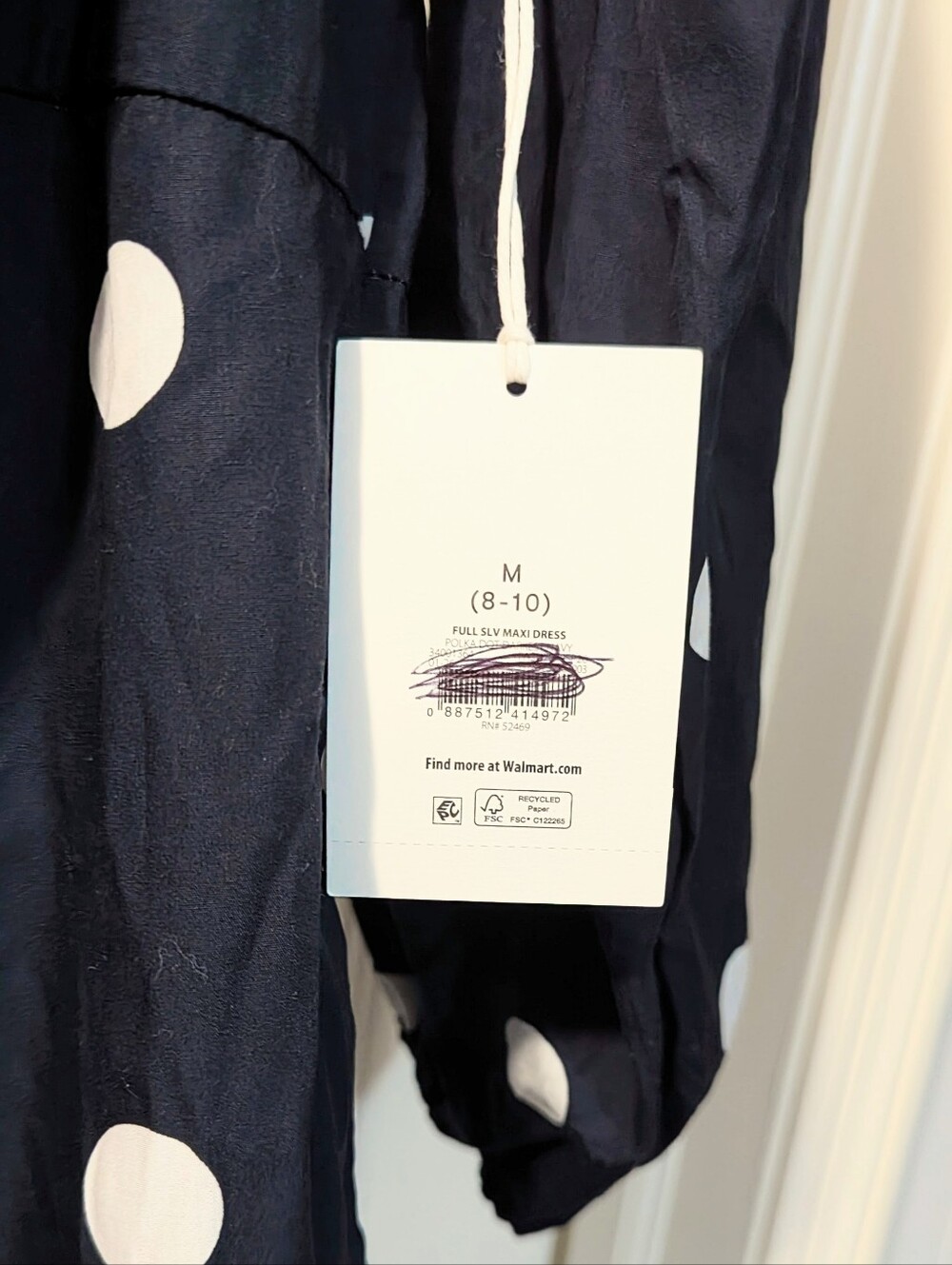 Free Assembly Polka Dot Puff Sleeve, Maxi Dress-Navy and White, Sz 8-10 - Picture 8 of 9